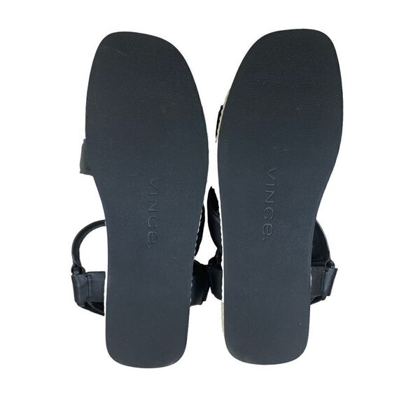 Vince Elian Black Leather Strappy Espadrilles Sandals 10 Sport Platforms - Picture 9 of 9